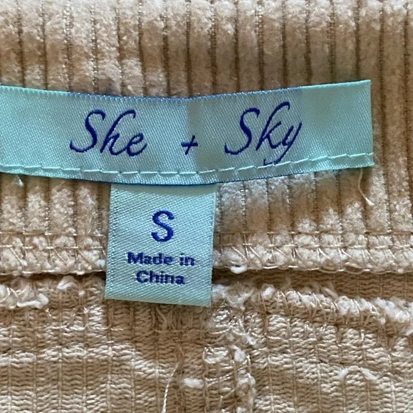 She+Sky Cute Cream Tan Snap Close Soft Corduroy Ribbed Mini Skirt w Pock… - Picture 7 of 7